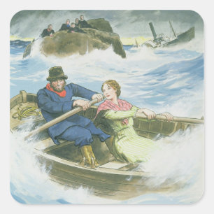 Grace Darling (1815-41) und ihr Vater retteten uns Quadratischer Aufkleber