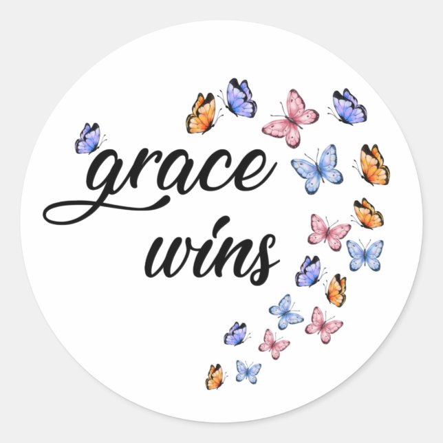 Grace gewinnt Inspiration-Glaubensschmetterlinge Runder Aufkleber (Vorderseite)