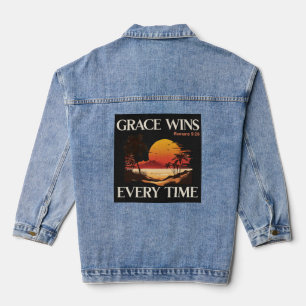 Grace gewinnt jedes Mal - ROMANS 5:20 Jeansjacke