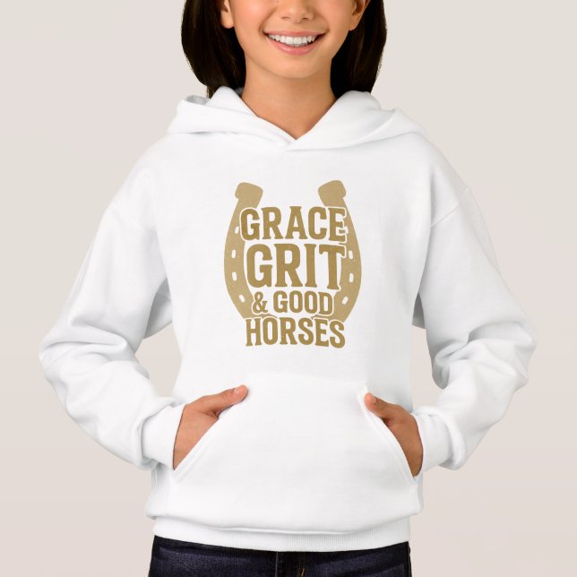 Grace, Grit & Good Horses Western Girls Hoodie (Vorderseite)