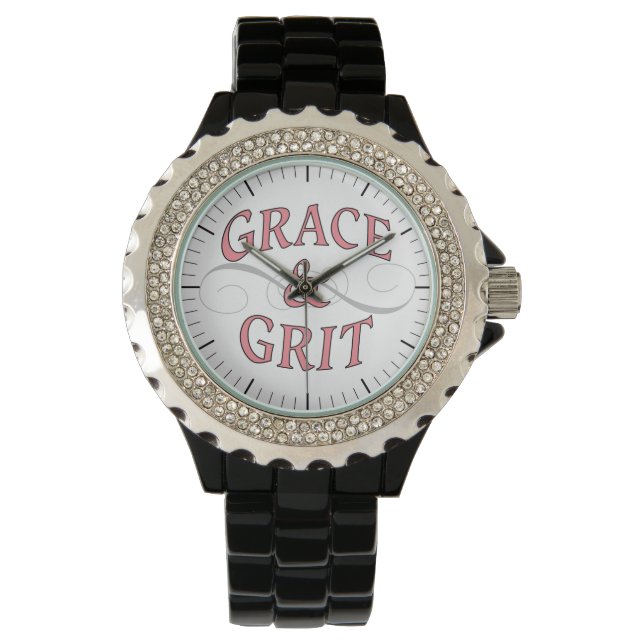 Grace & Grit in Rosa und Grau Armbanduhr (Vorderseite)