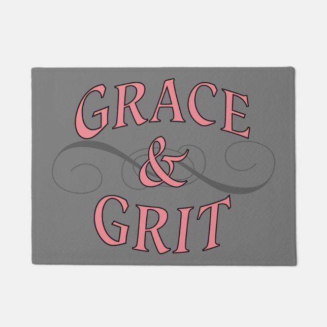 Grace & Grit in Rosa und Grau Fußmatte (Vorderseite)