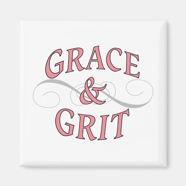 Grace & Grit in Rosa und Grau Magnet (Vorne)
