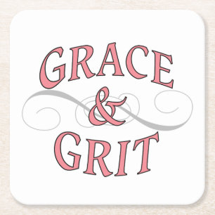 Grace & Grit in Rosa und Grau Rechteckiger Pappuntersetzer