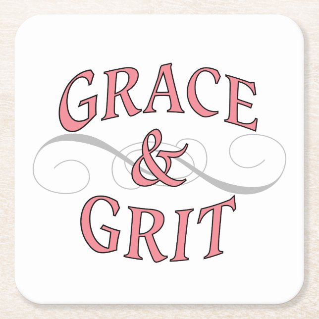 Grace & Grit in Rosa und Grau Rechteckiger Pappuntersetzer (Vorderseite)