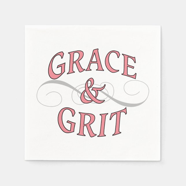 Grace & Grit in Rosa und Grau Serviette (Vorderseite)