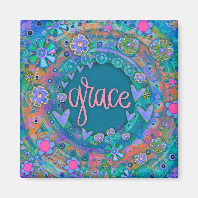 Grace Hübsch Fun Floral Moderne Inspirivity Magnet (Vorne)
