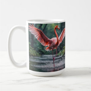 Grace in Flight: Der rosa Flamingos Riverdance Kaffeetasse