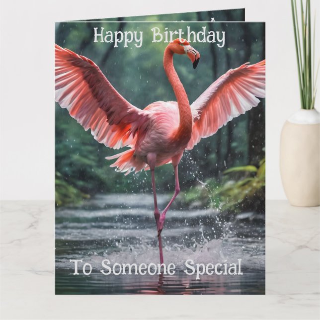 Grace in Flight: Der rosa Flamingos Riverdance Karte (Vorderseite)