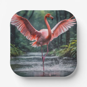 Grace in Flight: Der rosa Flamingos Riverdance Pappteller