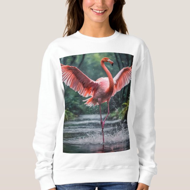 Grace in Flight: Der rosa Flamingos Riverdance Sweatshirt (Vorderseite)