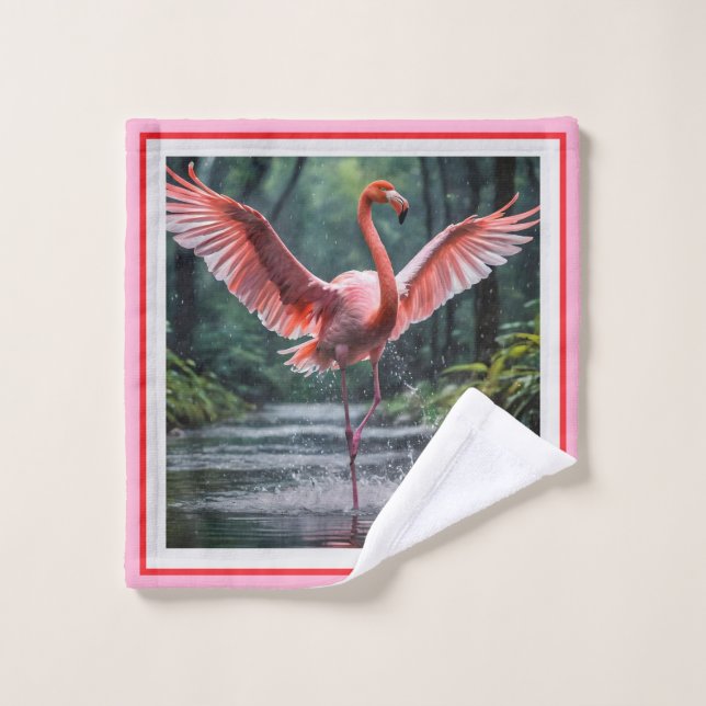 Grace in Flight: Der rosa Flamingos Riverdance Waschlappen (Waschlappen)