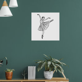 Grace in Motion - Ballerina Line Art Poster