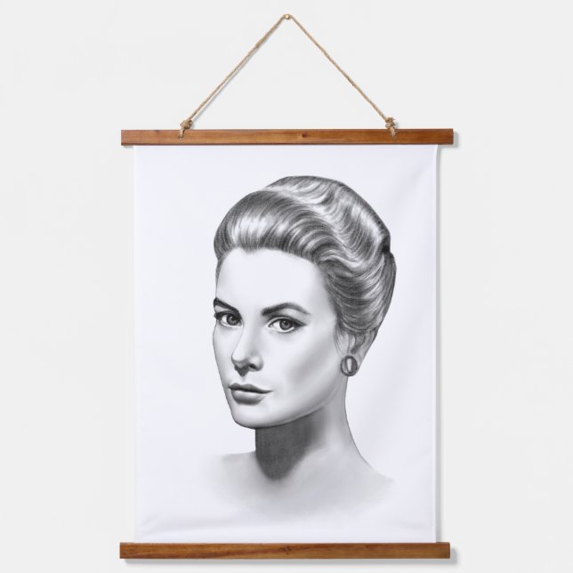 Grace Kelly Wandteppich Mit Holzrahmen (Vorderseite)