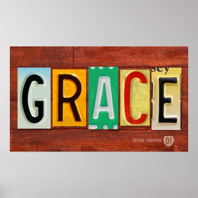 GRACE Licence Plaque Lettres Nom Affiche Poster (Devant)