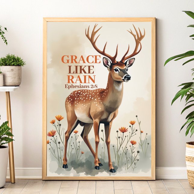 Grace like Rain Boho Christlich Wall Art Print Poster (Von Creator hochgeladen)