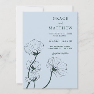 GRACE Moderne Faire-part de mariage Botanique Mist