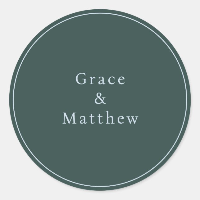GRACE Modernes Blau/Aquamariner Hochzeitsstift Ums Runder Aufkleber (Vorderseite)