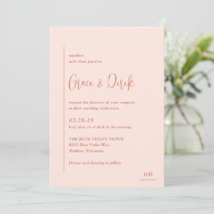 Grace Peach Moderne Hochzeit Einladung