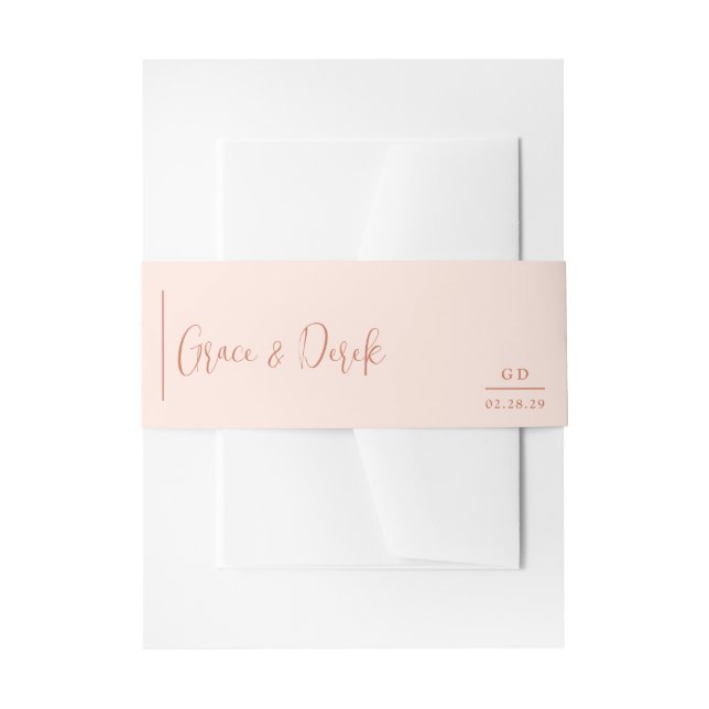 Grace Peach Moderne Hochzeit Einladungsbanderole (Vorderseite Beispiel)