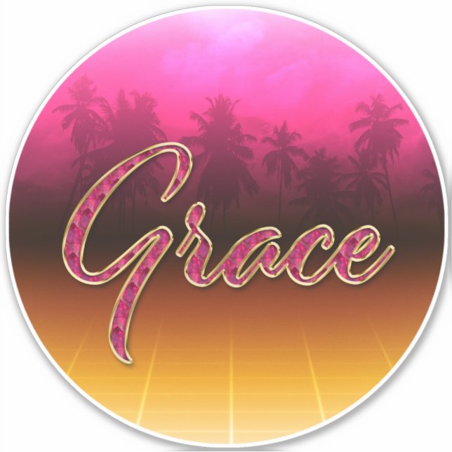 Grace Prénom Golden Pink Autocollants (Devant)