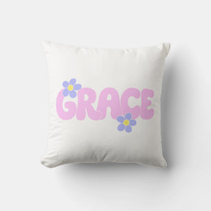 Grace Retro Groovy Blume Power Ästhetischer Text Kissen
