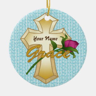 Grace Rose Croix chrétienne Ornement