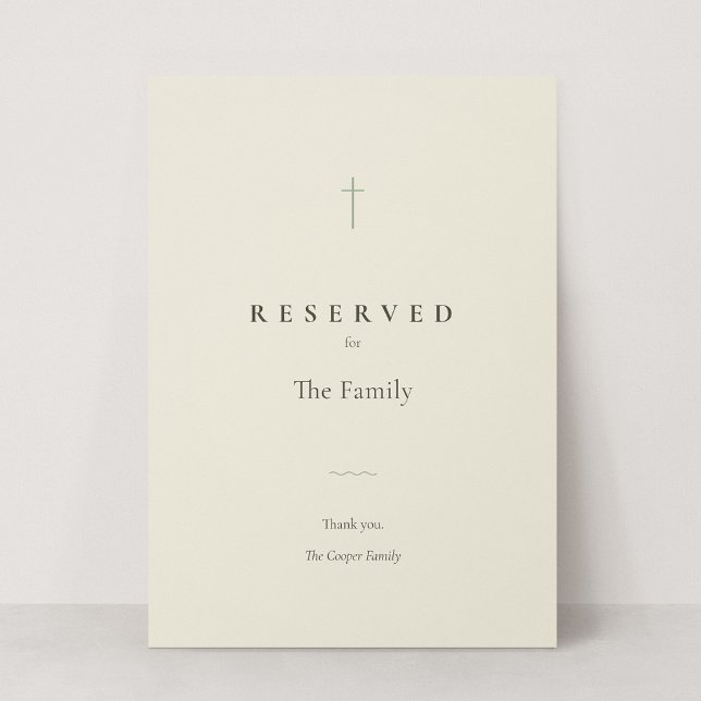 Grace Sage Christian Cross Reserviert-Schild (Grace | Sage - Reserved Seating Card)