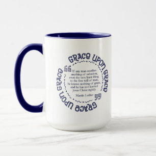 "Grâce sur la grâce" 15 onces. Tasse (marine)