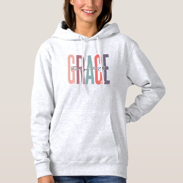 Grace Through Faith Boho Christlich Hoodie (Vorderseite)