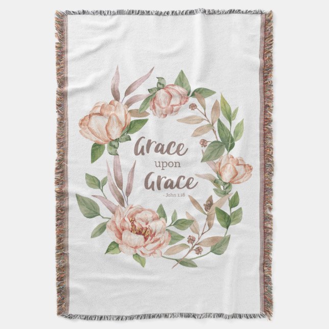 Grace Upon Grace - John 1:16 - Bloral Decke (Vorderseite Vertikal)