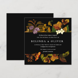 Grace Vintag Dark Square Hochzeitseinladungen Einladung