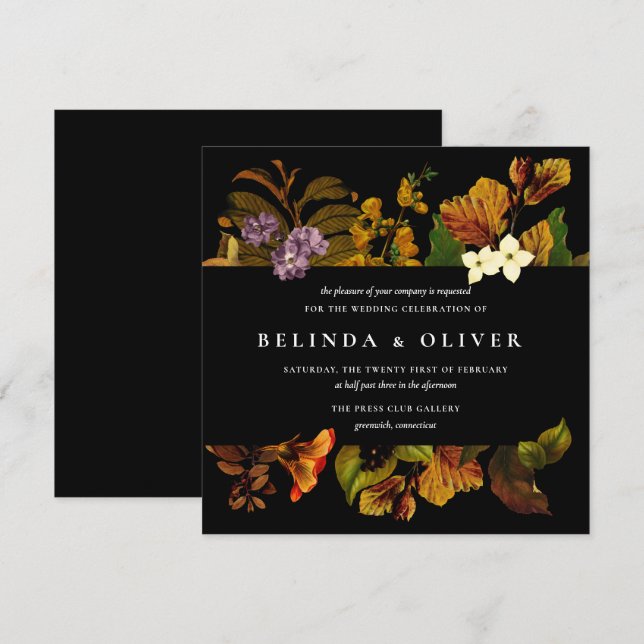 Grace Vintage Dark Carré Mariage Invitations (Devant / Derrière)