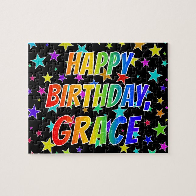 "GRACE" Vorname, Spaß "GLÜCKLICHER GEBURTSTAG" (Horizontal)