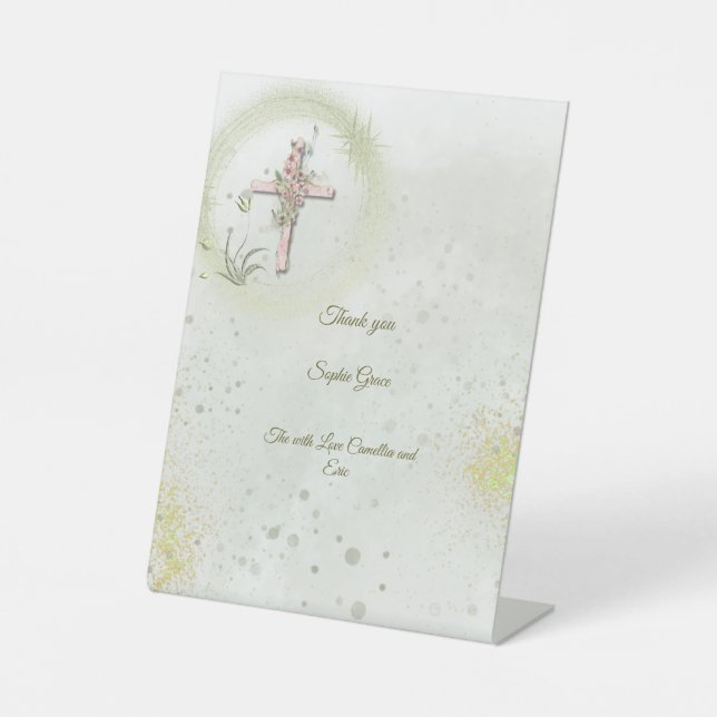 Graceful and funkelnd cross-baptisse podestal zeic sockelschild (Vorderseite)