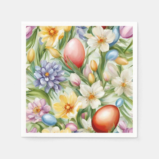 Graceful Apple Blossom, Tulips und Ostereier Serviette (Vorderseite)