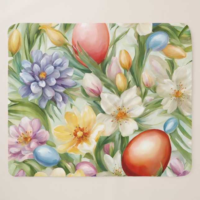 Graceful Apple Blossom, Tulips und Ostereier Sherpadecke (Vorderseite (Horizontal))