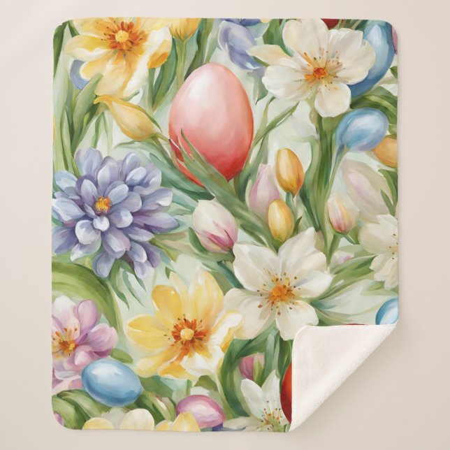 Graceful Apple Blossom, Tulips und Ostereier Sherpadecke (Vorderseite)