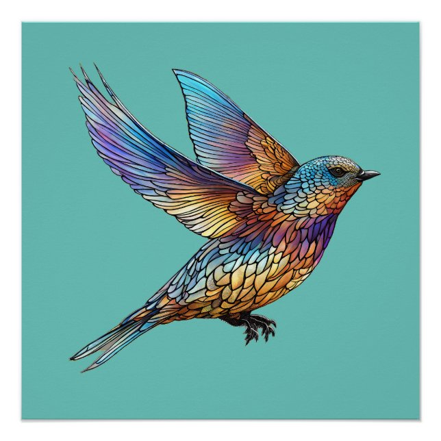 "Graceful Aviator" mehrfarbiger Swift Bird Poster (Vorderseite)