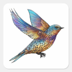 "Graceful Aviator" mehrfarbiger Swift Bird Quadratischer Aufkleber