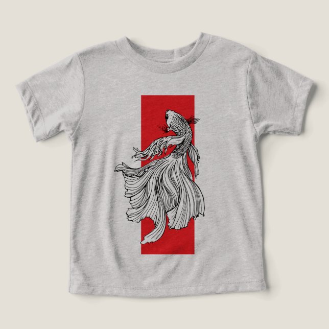 Graceful Betta Fish Line Kunst - Japanisch Minimal (Design Vorderseite)