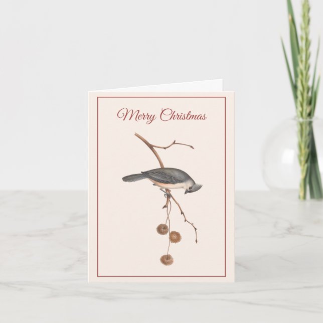 Graceful Bird auf einem Branchen Rosa Weihnachten (Vorderseite)