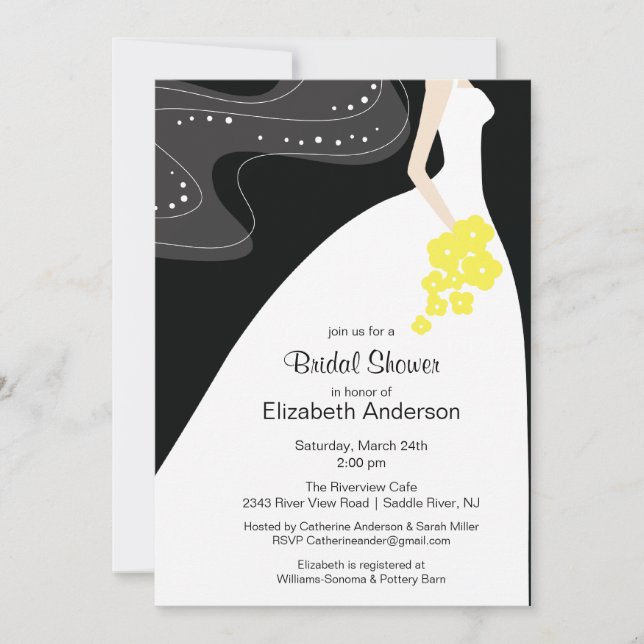 Graceful Bridal Shower Invitation Jaune (Devant)