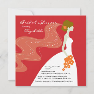 Graceful Bride Bridal Dusche Einladung RED