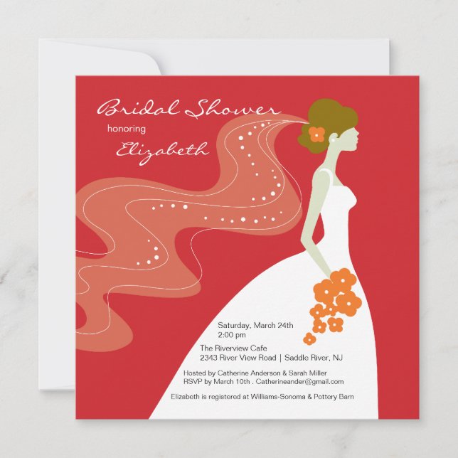 Graceful Bride nuptiale invitation RED (Devant)