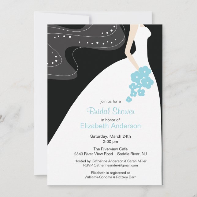 Graceful Bride nuptiale Invitation Turquoise (Devant)