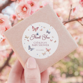 Graceful Butterfly Pastell Danke Runder Aufkleber