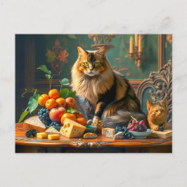 Graceful Cat in Frucht Stillleben Kunst Postkarte