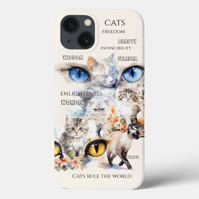 Graceful Cats Wasserfarben Art Typografie Case-Mate iPhone Hülle (Rückseite)