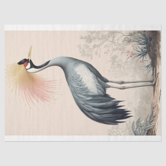 Graceful Crane Japanisch Inspiriert Decoupage Prin Seidenpapier (Vorderseite)